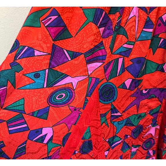 Diane Fres Original 100% Silk Midi Skirt Abstract Fish Print Size Small? Vintage - Picture 3 of 6